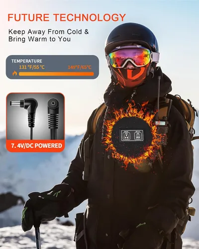 Vista 5 de Chaleco térmico para hombres y mujeres, chaleco térmico de forro polar con batería de 7.4 V, chaleco eléctrico ligero con aislamiento