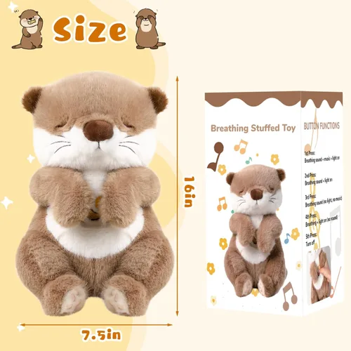 Vista 3 de Baby Comfort - Máquina de sonido de felpa con música, luces cálidas, momentos tranquilos para niños y adultos Peluche Que Respira