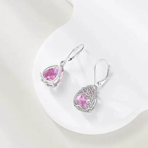 Vista 197 de Aretes colgantes con forma de lágrima de filigrana de piedra lunar de plata de ley 925 con cierre de palanca para mujer, regalos de joyería