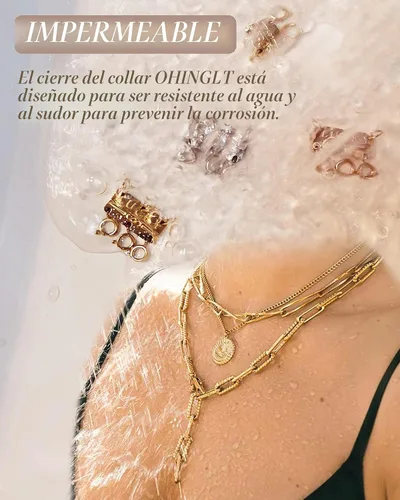 Vista 4 de OHINGLT Separador de cierres de capas para collar de la suerte, apilable, chapado en oro de 14 quilates y plata, múltiples cierres de collar