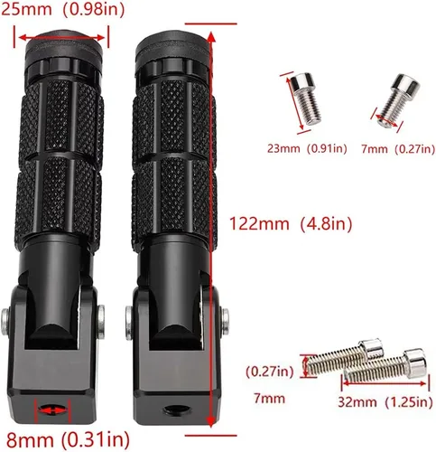 Vista 6 de M8 Estriberas Plegables para Motocicleta Estriberas Delanteras Coche Eléctrico Antideslizantes Reposapiés Traseros Bicicleta 90 Grados Fijo Plegable