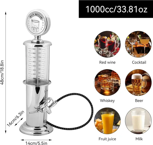 Vista 3 de Mini dispensador de alcohol de 1000 cc, dispensador de cerveza de una sola pistola, bomba de fiesta de barril para jugo de cerveza, bomba de picnic