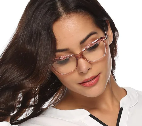 Vista 9 de FEISEDY Marco de gafas de ojo de gato, lentes transparentes, gafas para mujer B2440