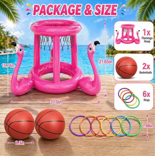 Vista 2 de H-Style Juguetes de piscina, flotadores de piscina, juegos de piscina para niños y adultos, juego inflable de aro de baloncesto y lanzamiento