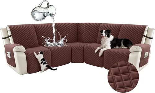 Vista 70 de Arfntevss Fundas para sofá seccional reclinable para sofá seccional en forma de L, funda antideslizante lavable para sofá reclinable con forma de L
