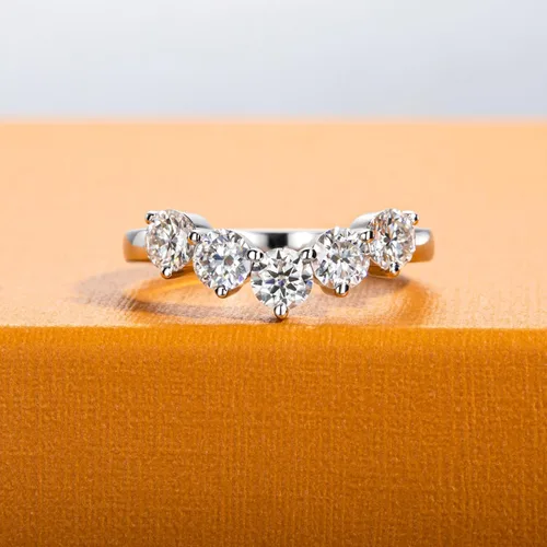 Vista 2 de Anillos de eternidad de moissanita, anillos de boda, color D, claridad VVS1, redondo, corte brillante, plata de ley 925, 56 piedras, anillos