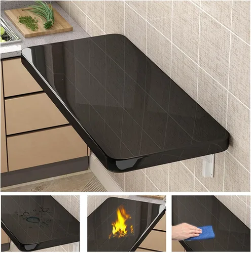 Vista 5 de Escritorio plegable para montaje en pared, mesa plegable portátil para espacios pequeños, cuarto de servicio, hogar, bar, cocina, comedor