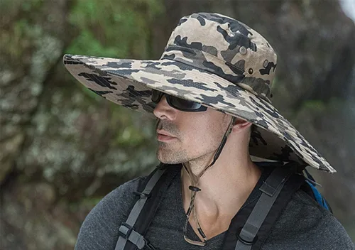 Vista 4 de HUAMULAN Sombreros de sol de ala súper ancha de 6 pulgadas, para hombres y mujeres, para pesca, senderismo, jardín, césped, trabajo, safari