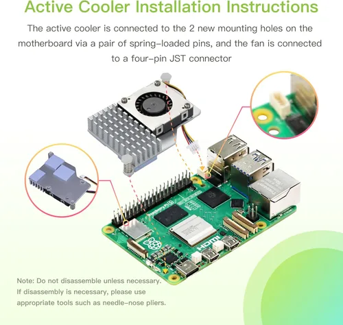 Vista 6 de Kit básico de iRasptek para Raspberry Pi 5 RAM 4GB con carcasa Pi 5 y refrigerador activo