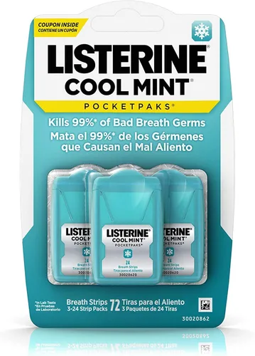 Vista 9 de Listerine Cool Mint Pocketpaks Tiras para el aliento, 12 paquetes de 24 tiras, total de 288 tiras