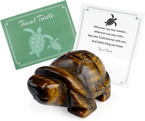 Vista 10 de QINJIEJIE Figuras de tortuga de viaje de cristal de amatista, cristales curativos, el mejor regalo de viaje para mujeres, hombres, viajeros, amantes