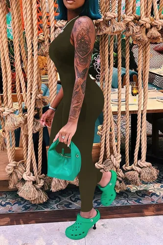 Vista 9 de PRETTYGARDEN Enterizo ajustado de verano para mujer, casual, sin mangas, elástico, de una pieza, ajustado, para mujer