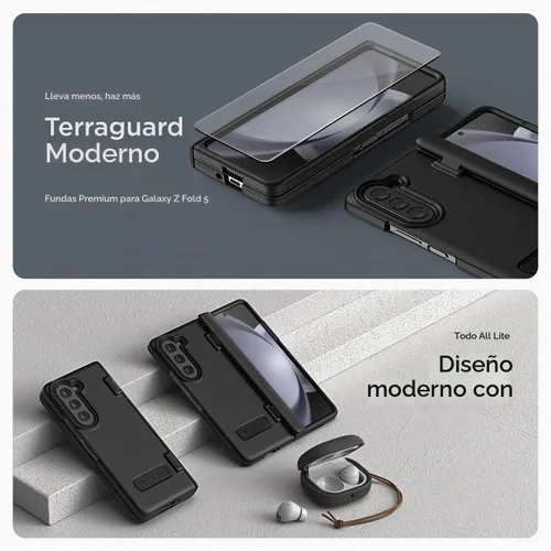 Vista 6 de VRS DESIGN Funda de teléfono para Galaxy Z Fold 5 5G (2023) [Terra Guard Modern], funda de estilo moderno y limpio de alta calidad