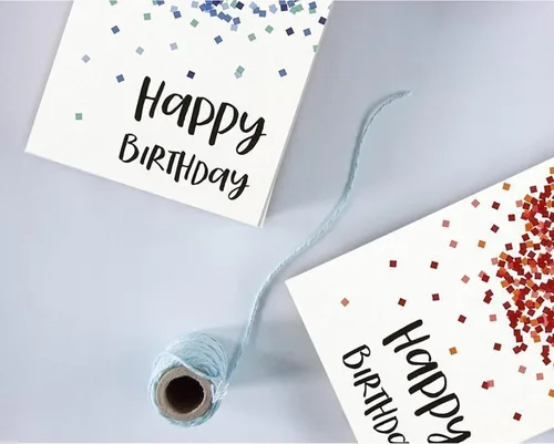 Vista 2 de Tarjetas de felicitación de cumpleaños, 4 x 6 pulgadas, paquete de 48, diseño de confeti multicolor, interior en blanco con sobres para fiestas