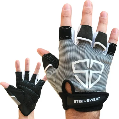 Vista 8 de Steel Sweat Guantes de entrenamiento, ideales para gimnasio, levantamiento de pesas, fitness, entrenamiento y crossfit, hechos para hombres