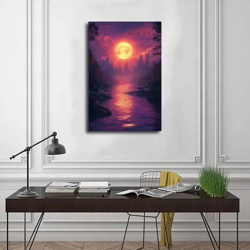 Vista 3 de Abstract Vaporwave Synthwave Print – Neon Digital Dreamscape Poster – Modern Retro Wall Decor for Youth Rooms Poster Canvas Artwork Prints Rustic
