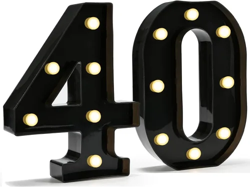 Vista 55 de Pooqla - Números iluminados negros, decoraciones de cumpleaños 50 para hombres Number 50