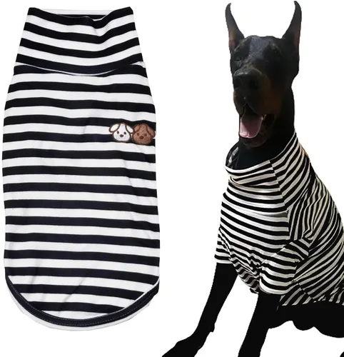 Vista 20 de Suéter de cuello alto para perro, lindo bordado de perrito, sudadera súper suave para perro, camisa para perro, suéter elástico a rayas para Raya