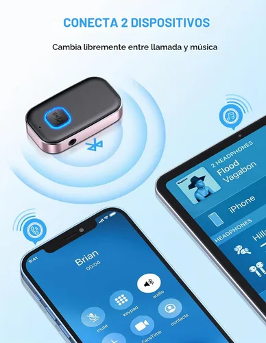 Vista 7 de COMSOON Adaptador AUX Bluetooth para automóvil, receptor Bluetooth con reducción de ruido para música/llamadas manos libres, receptor de audio Negro