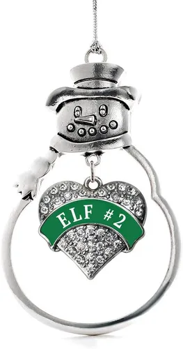 Vista 80 de Inspired Silver - Big Sis - Adorno de Navidad plateado - Adorno de árbol de Navidad con dije de corazón con circonita cúbica - Decoración colgante