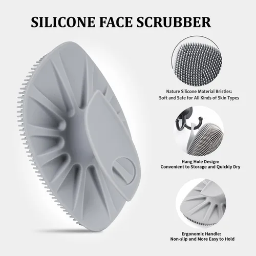 Vista 7 de Limpiador facial de silicona, cepillo de limpieza facial de silicona, almohadilla exfoliante suave y masajeador, para hombres y mujeres (azul)