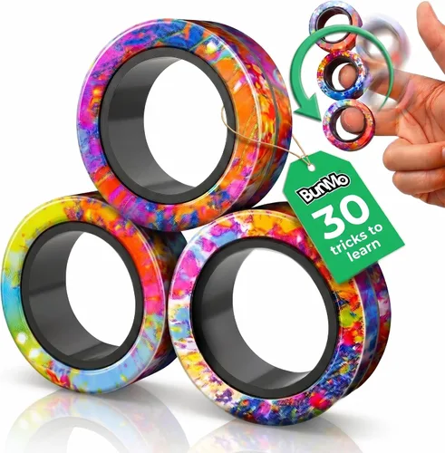 Vista 12 de BUNMO Juguete para la ansiedad, anillos magnéticos, para poner en cesta de Pascua, para adultos, para niños o niñas, genial regalo