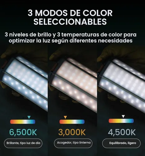 Vista 3 de CLAYMORE 3FACE NEO - Luz de área de 20 - 6,500 lúmenes, modo turbo de 6,500 lúmenes, 3 colores LED, luz de trabajo gran angular 3D con soportes