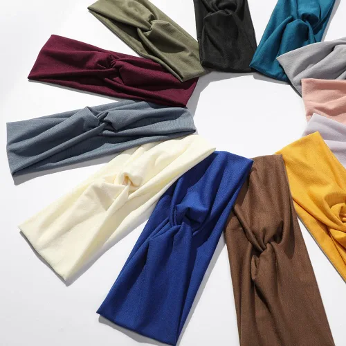 Vista 4 de Artilady Paquete de 12 diademas bohemias para mujer, bandas elásticas suaves para yoga para niñas, entrenamiento, correr, deporte, envoltura