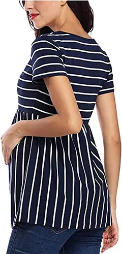 Vista 5 de Camisetas de manga estampada para embarazo, camisetas de maternidad para mujer, de moda, de maternidad, de 6 meses, para bebé niña