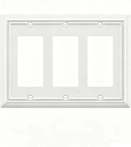 Vista 9 de Switch Plates Outlet Covers, 1-Pack Metal Wall Plate, Black Finish Midsize 1 Toggle 1 Decorator Combo Wall Plate, Ideal for GFCI Outlets, Light