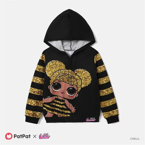 Vista 5 de L.O.L. Surprise! Chaqueta con cremallera de lentejuelas para niña pequeña, chaqueta con estampado de personajes de manga larga