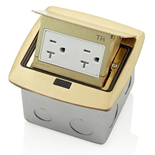Vista 11 de Leviton Caja de suelo emergente con salida de 15 A, salida GFCI de autoprueba resistente a manipulaciones, PFGF1-MB, color negro