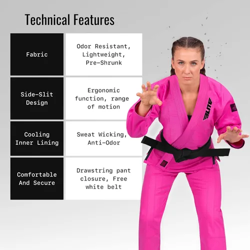 Vista 3 de Elite Sports Ultra-light BJJ GI - IBJJF Jiu-Jitsu GI para niñas y mujeres ver guía especial de tallas