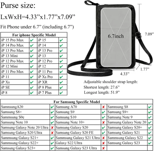 Vista 4 de Bolso cruzado pequeño para teléfono celular, cartera con tarjetero y ranura para tarjetas