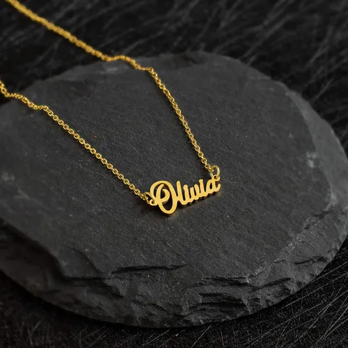 Vista 5 de KISPER - Collar con colgante de acero inoxidable chapado en oro de 18 quilates