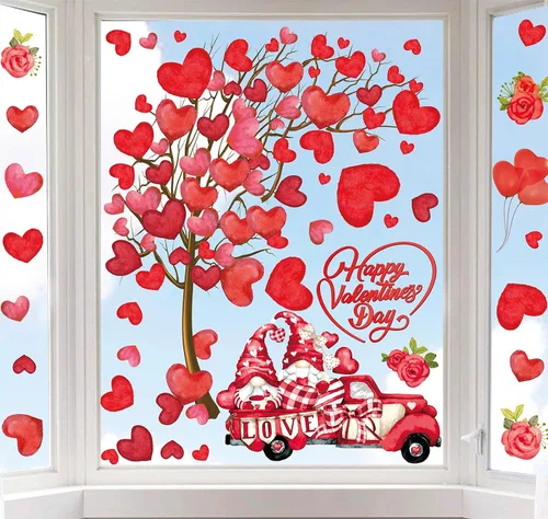 Vista 10 de Whaline 6 hojas de adhesivos para ventana del día de San Patricio - Grandes calcomanías de árbol de trébol en acuarela, decoración irlandesa doble