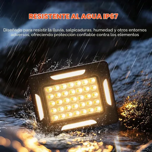 Vista 5 de Luces LED solares portátiles para acampar con regulador magnético, linterna solar recargable de 2000 lm con soporte, IP67 a prueba de agua, 5 modos