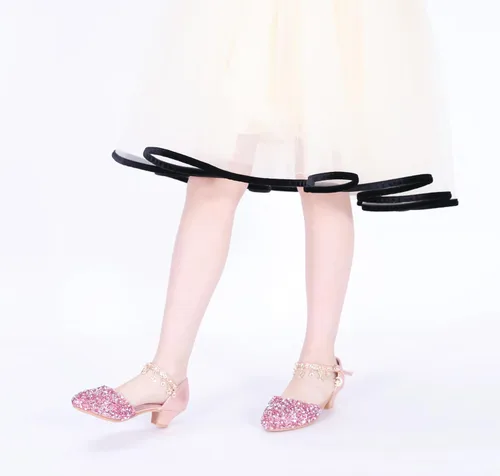 Vista 2 de LFHT - Zapatos de vestir para niñas pequeñas, con lentejuelas y brillantina, zapatos de baile de princesa Mary Jane, sandalias de baile para fiestas
