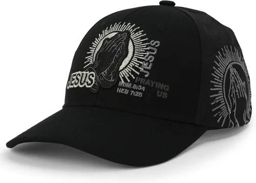 Vista 18 de Trendy Apparel Shop Gorra de bola cristiana bordada a mano Only Jesus Praying Azul marino