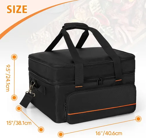 Vista 6 de Bolsa de transporte de parrilla de doble capa samdew, funda para parrilla compatible con Ninja GR101 Sizzle sin humo para interiores y plancha