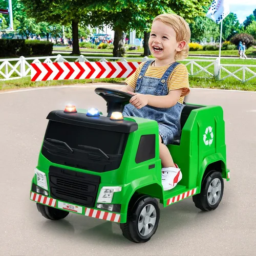 Vista 8 de GLACER Coche de paseo para niños, camión de basura de 12 V con control