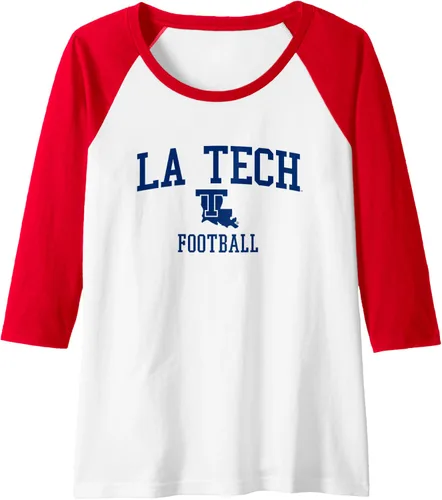 Vista 15 de Louisiana Tech Bulldogs Football Raglan Baseball Tee