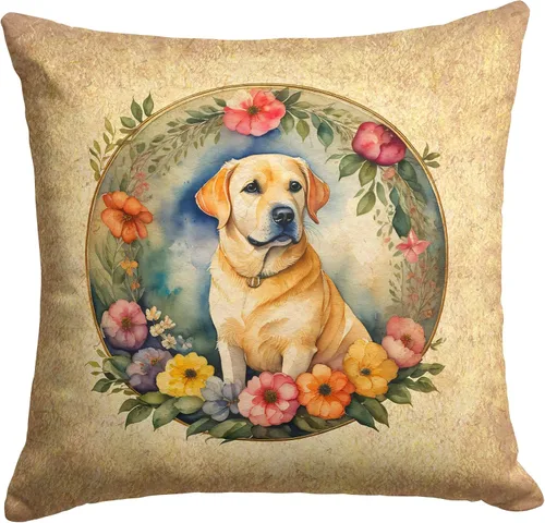 Vista 281 de Caroline's Treasures DAC2072PW1414 Affenpinscher and Flowers - Almohada decorativa de tela, lavable a máquina, para interiores y exteriores