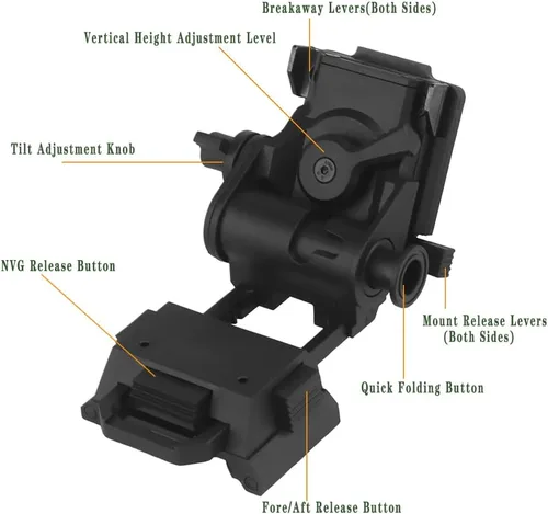 Vista 2 de Casco táctico L4G24 NVG Base Mount, soporte NVG, soporte de visión nocturna de gafas para PVS15, PVS18, GPNVG18