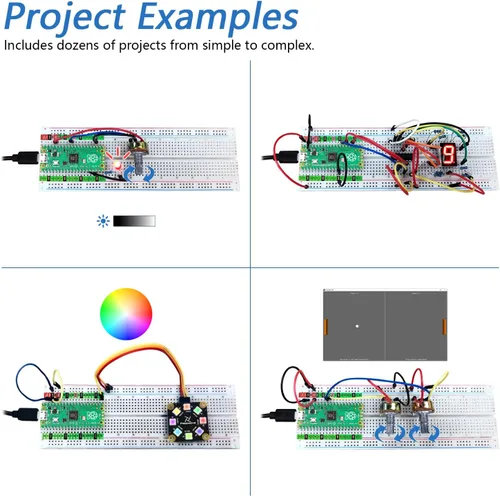 Vista 4 de Freenove Super Starter Kit para Raspberry Pi Pico (incluido), microcontrolador Cortex-M0+ de doble núcleo, tutorial detallado de 588 páginas, 177