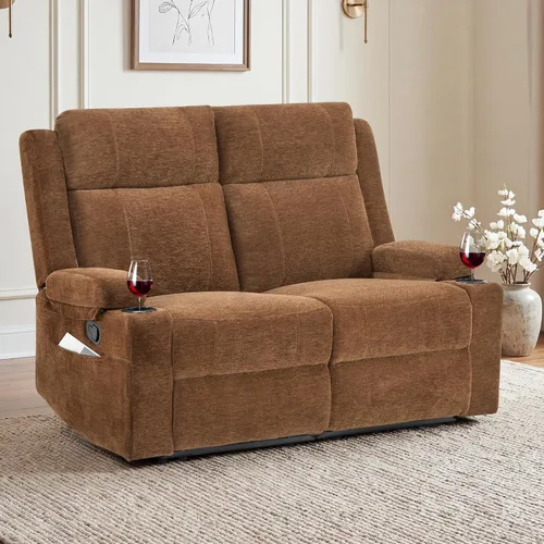 Vista 11 de GUEAPY Sofá reclinable manual grande de 3 plazas – Sofá reclinable de chenilla con portavasos, asiento ancho, fácil montaje y tela resistente a Negro