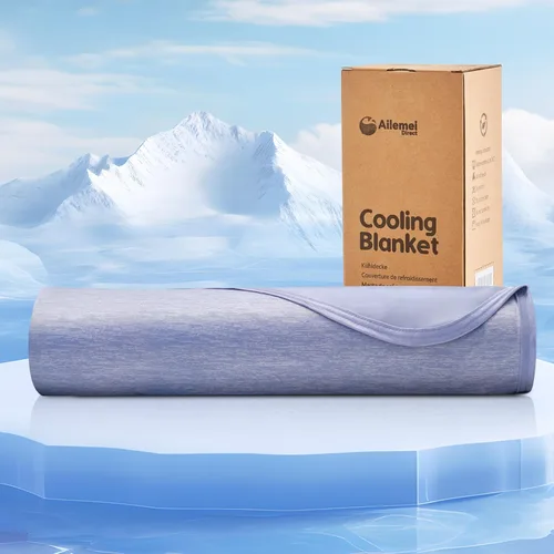 Vista 15 de Ailemei Direct Manta refrescante con efecto frío de doble cara, ligera, transpirable para verano, manta de cama con temática costera de gran