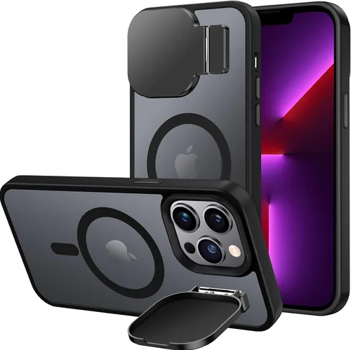 Vista 20 de Silverback Funda para iPhone 14 Pro Max con funda para cámara, compatible con MagSafe, con soporte integrado, funda magnética translúcida mate a