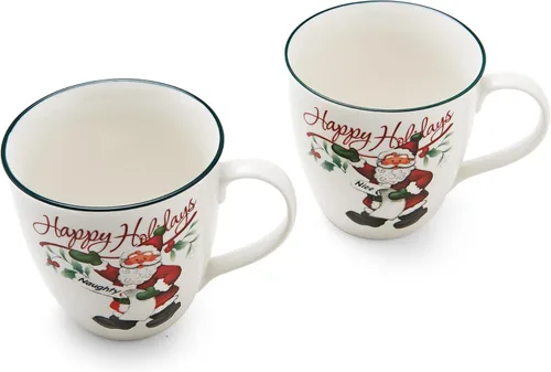 Vista 2 de Pfaltzgraff Winterberry - Taza de porcelana Naughty And Nice (juego de 2), 20 onzas, surtido