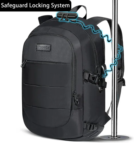 Vista 4 de Tzowla, mochila de viaje de negocios para computadora portátil de 15,6 a 17,3 pulgadas para mujeres, hombres y para regalar, A-Negro